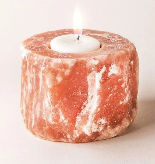 Cylinder Natural Salt Tealight Holder
