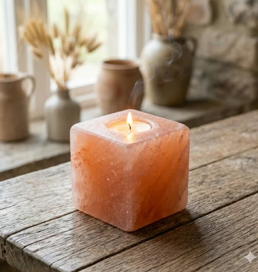 salt candle holder Cube